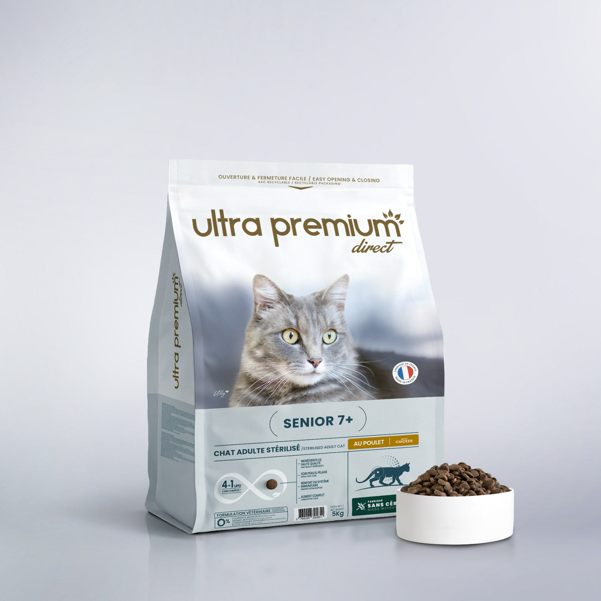 Sac de croquettes senior 7+ au poulet pour chat