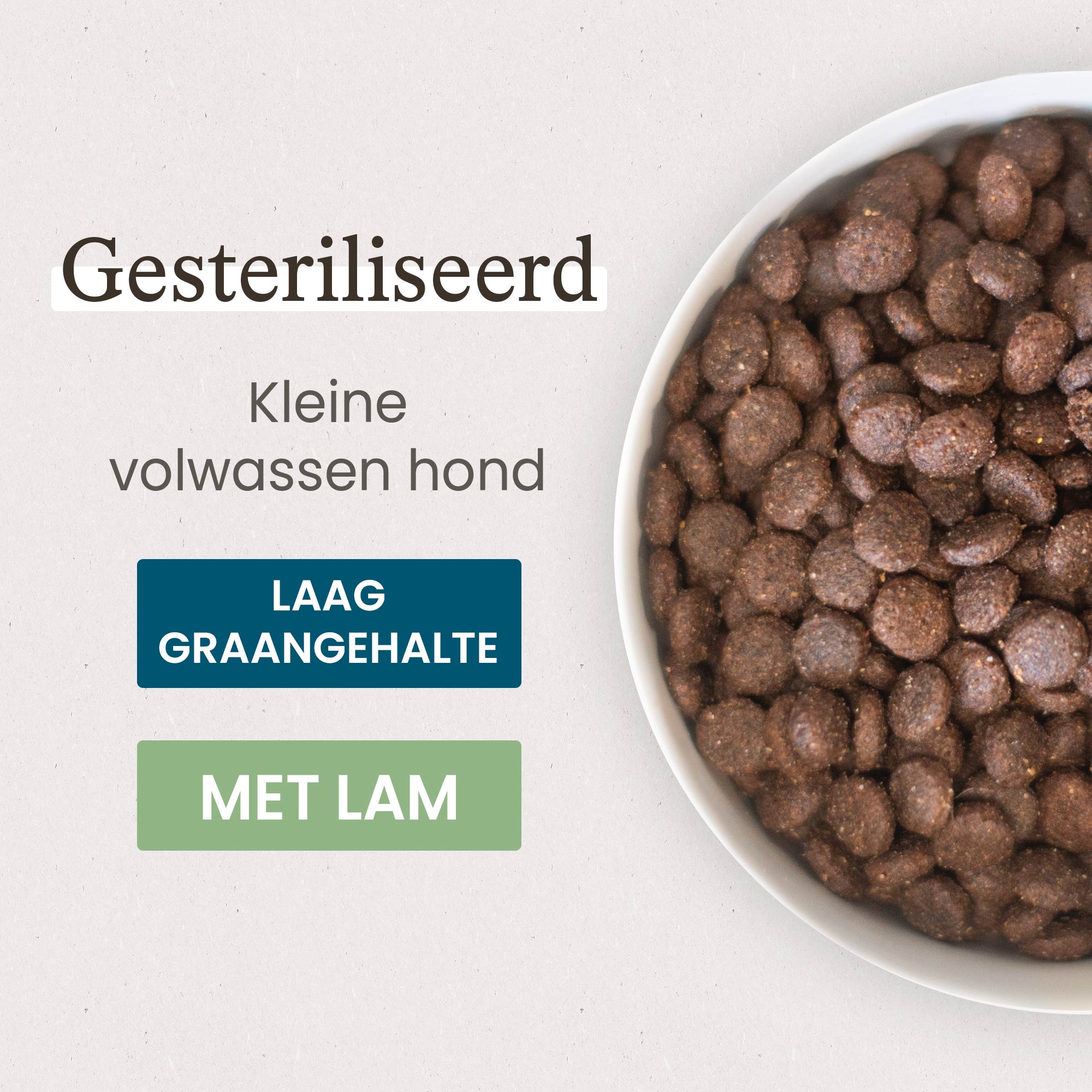 Kom met Light Super Premium Brokken voor kleine gesteriliseerd / overgewicht volwassen hond in close-up