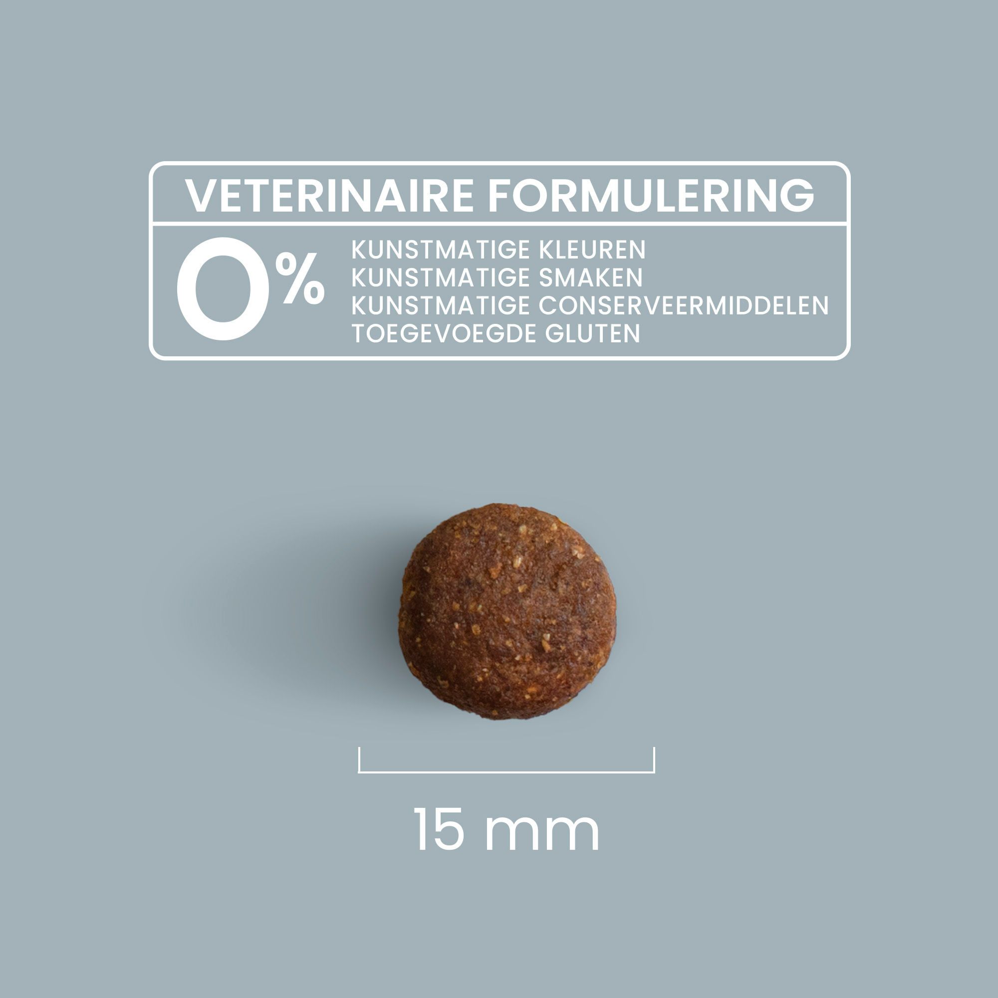 Focus op de brokjes die 15mm zijn