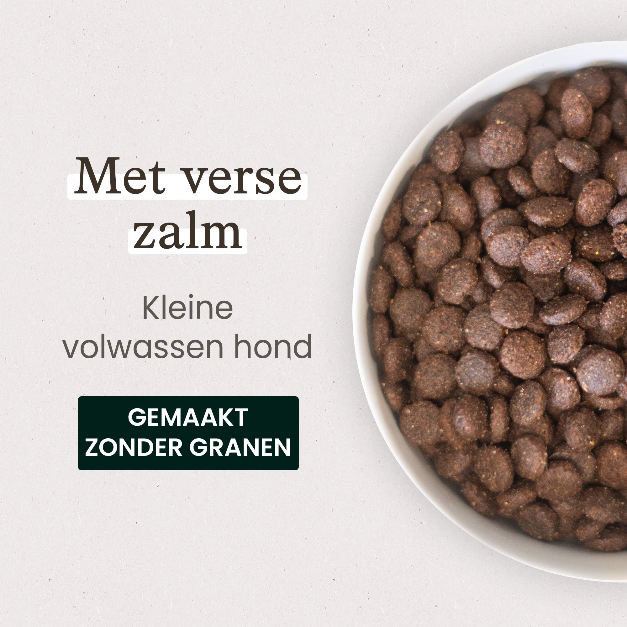 Kom met natuurlijke verse zalmkroketten voor kleine volwassen honden close-up