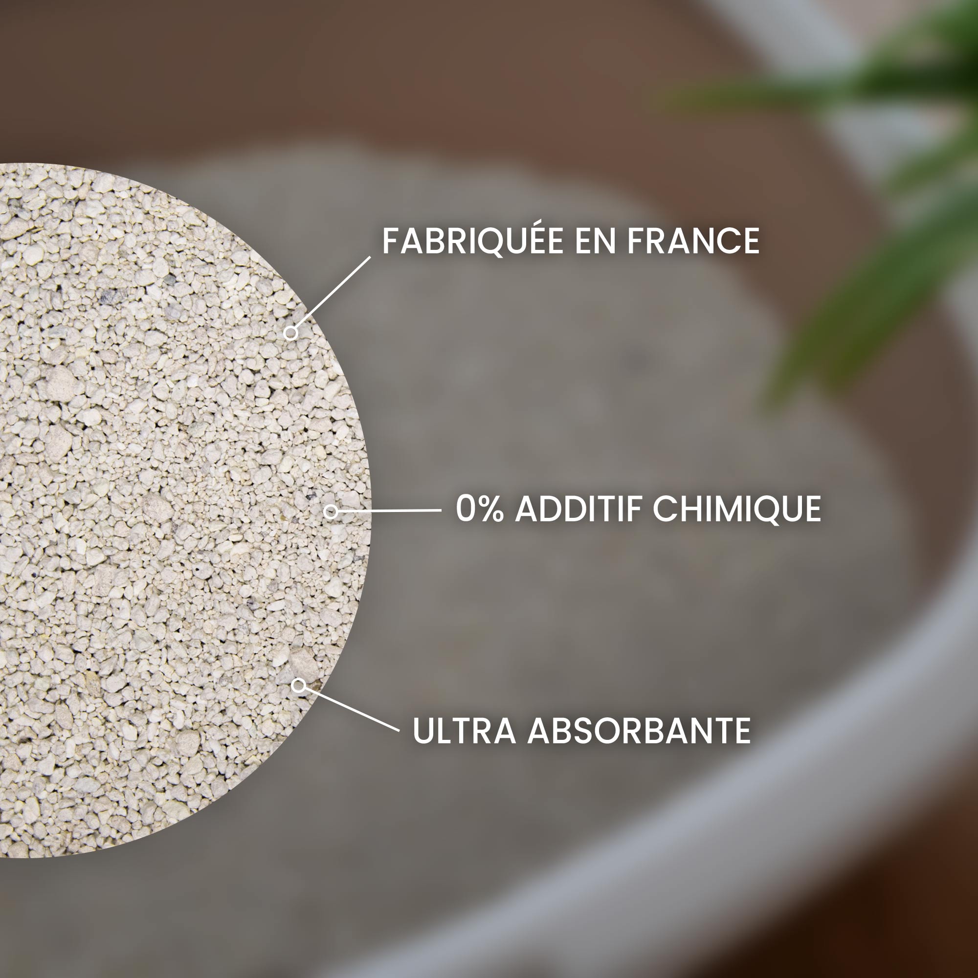 Chien gris à côté d'un sac de litière minérale agglomérante de 5L en 100% argile naturelle