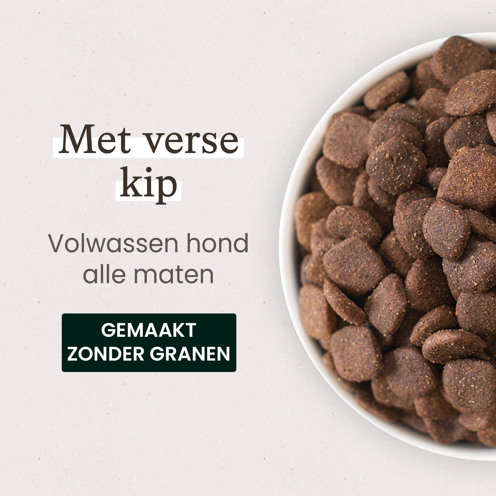 Kom met graanvrije verse brokken voor volwassen hond close-up