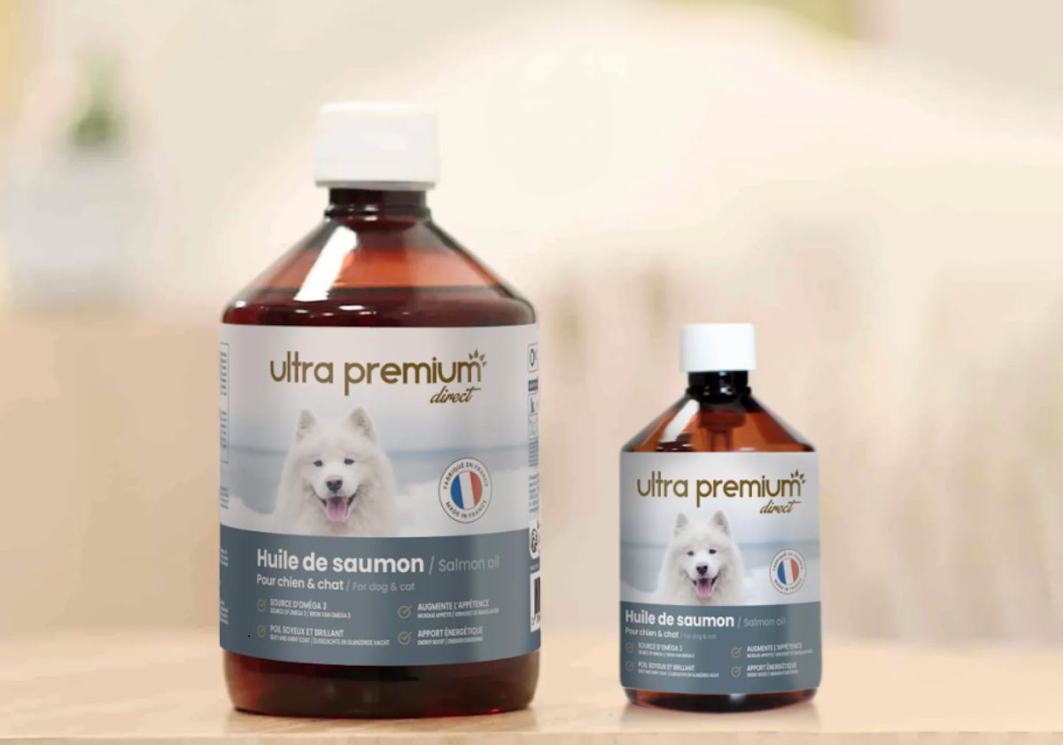 bouteilles d'huile de saumon ultra premium direct