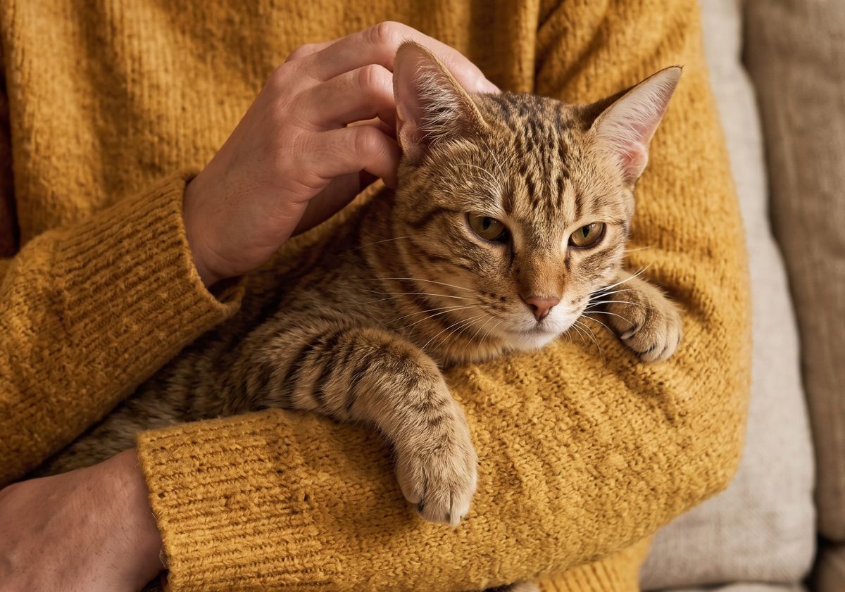 ocicat dans les bras de sa maîtresse