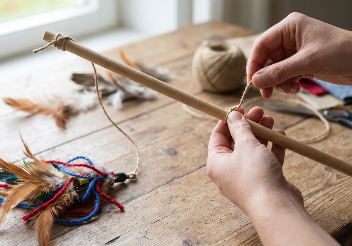 jouet canne à pêche pour chat diy