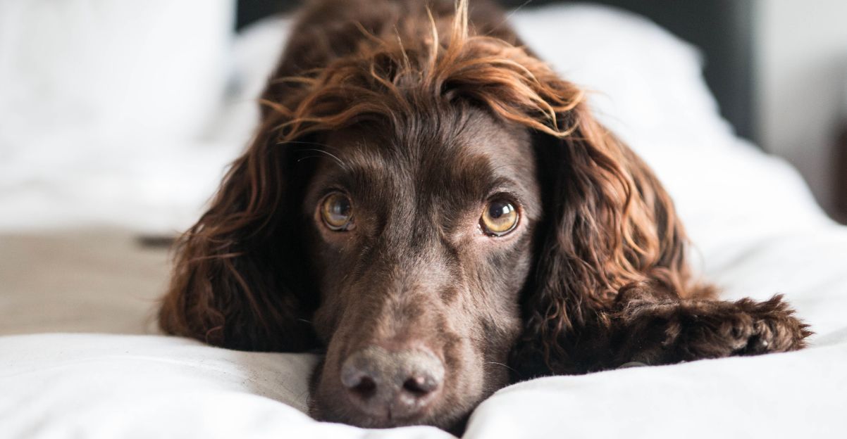 cocker marron chocolat allongé