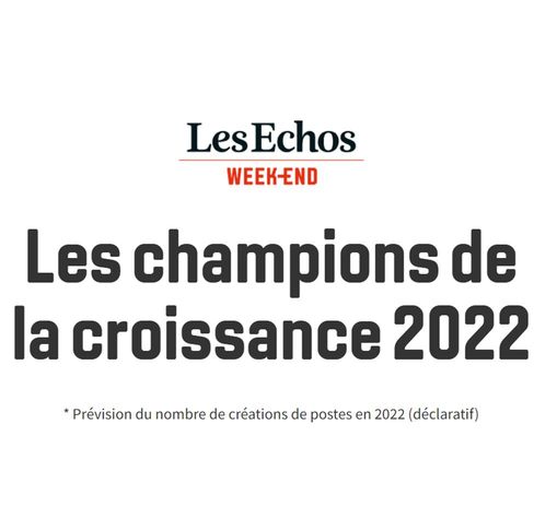Article Les Echos Intitulé : "Les champions de la croissance 2022"