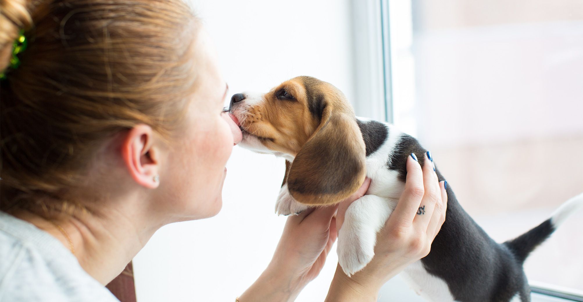 Maîtresse tenant son chien