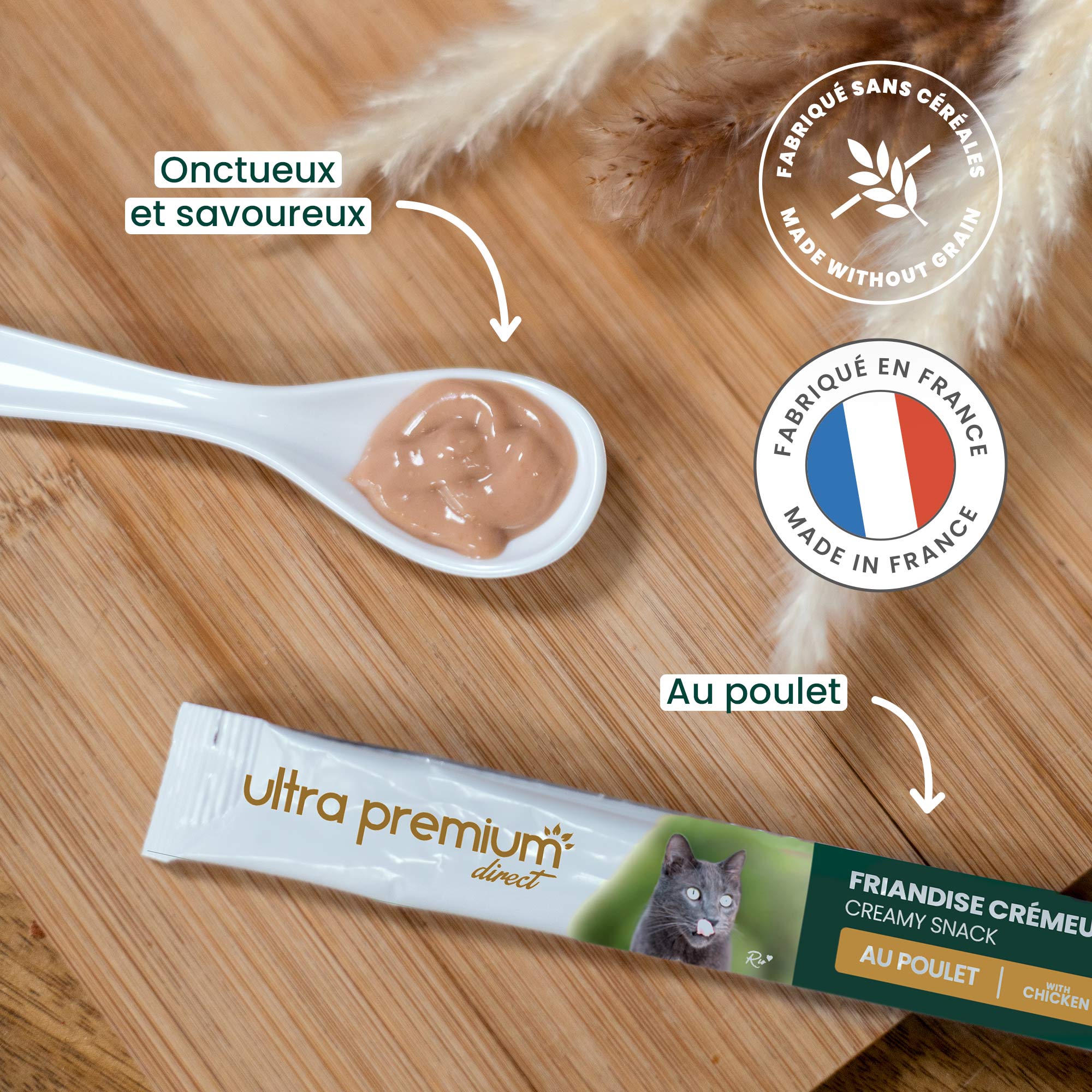 Friandise crémeuse pour chat, onctueuse et savoureuse au poulet 