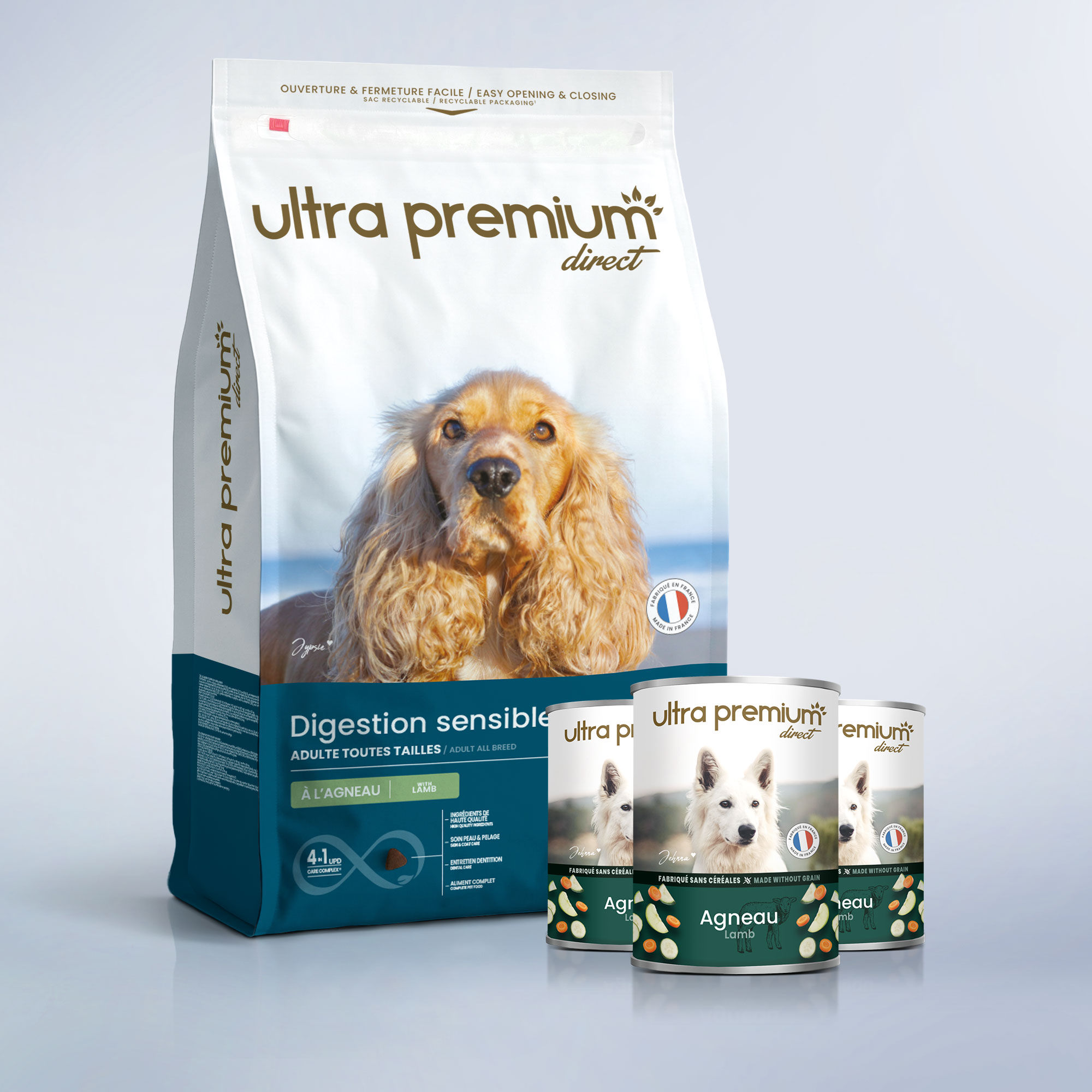 Pack Bi-Nutrition Chat Stérilisé - Croquettes Saumon (12kg) et Mousses au Poulet (12x400g) - Fabriqué en France Sans Céréales - Ultra Premium Direct