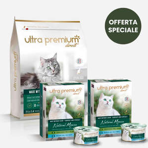 Confezione bi-nutrizione per gatti: 7 kg di crocchette per gatti sterilizzati + 72 scatolette di mousse