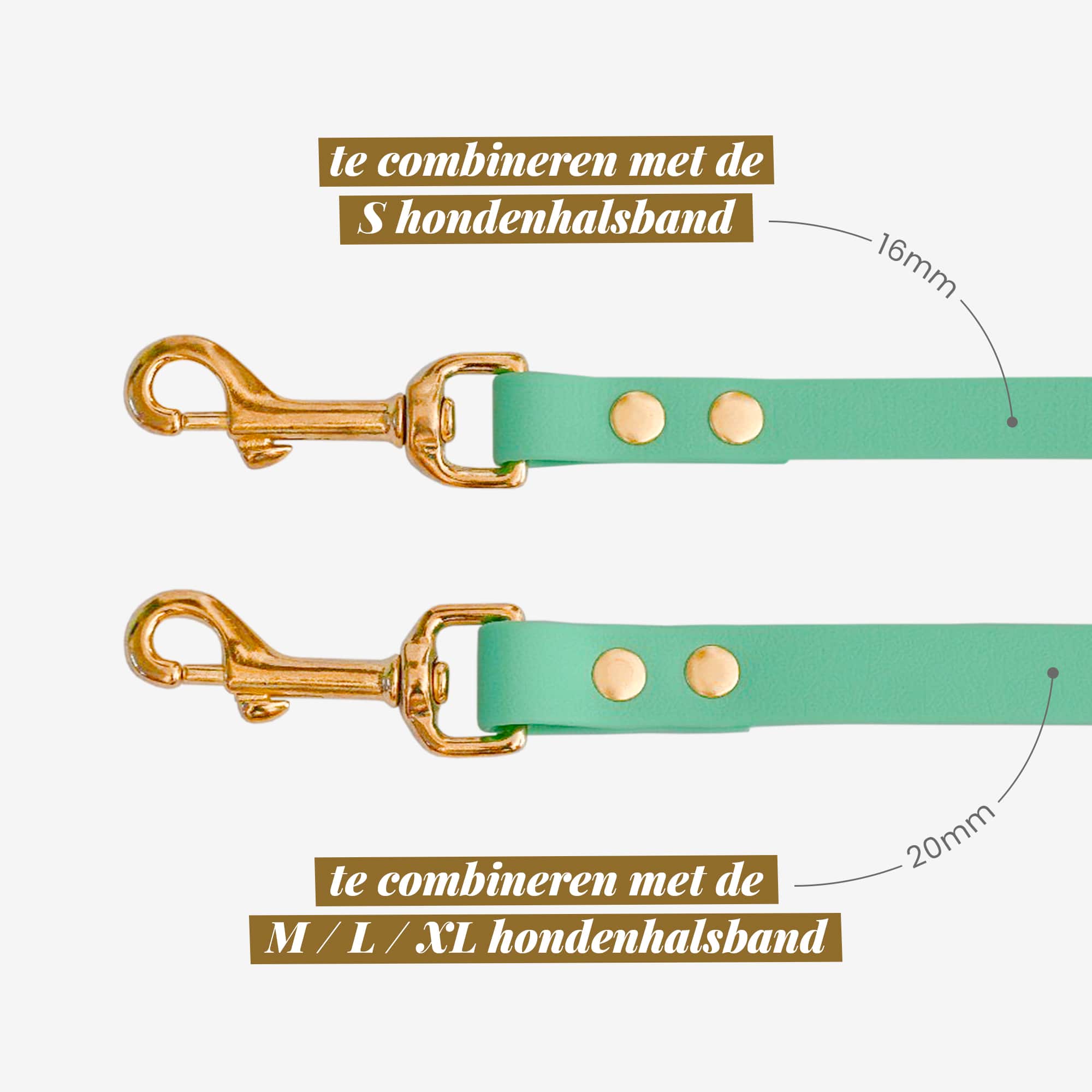 Verschil in breedte tussen de 2 Fidèle Paris saliegroene multi-positie loodjes in samenwerking met Ultra Premium Direct