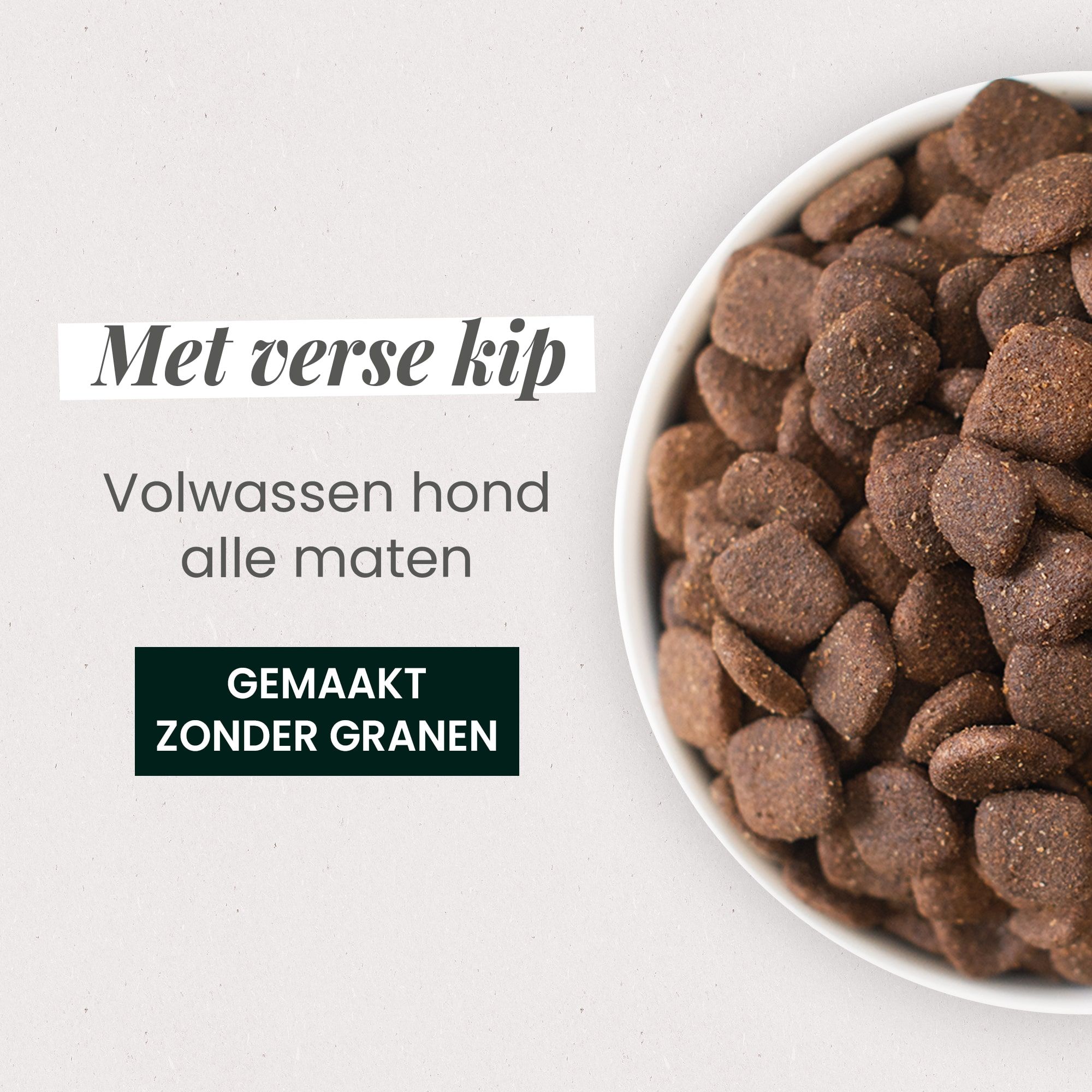 Kom met graanvrije verse brokken voor volwassen hond close-up