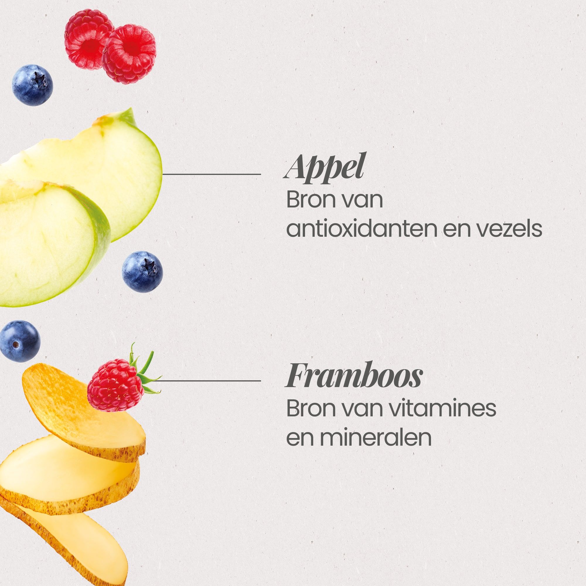 Zoom in op de ingrediënten van het graanvrije recept voor verse brokken