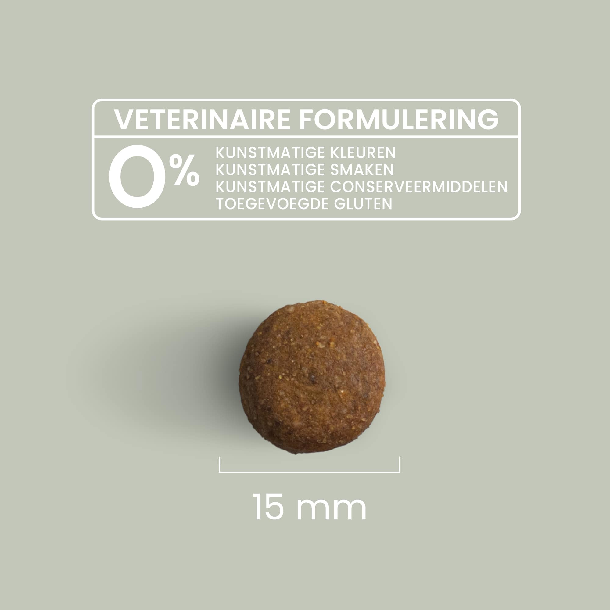 Zoom in op een graanvrije verse zalmbrok met maatdetails en veterinaire formulering