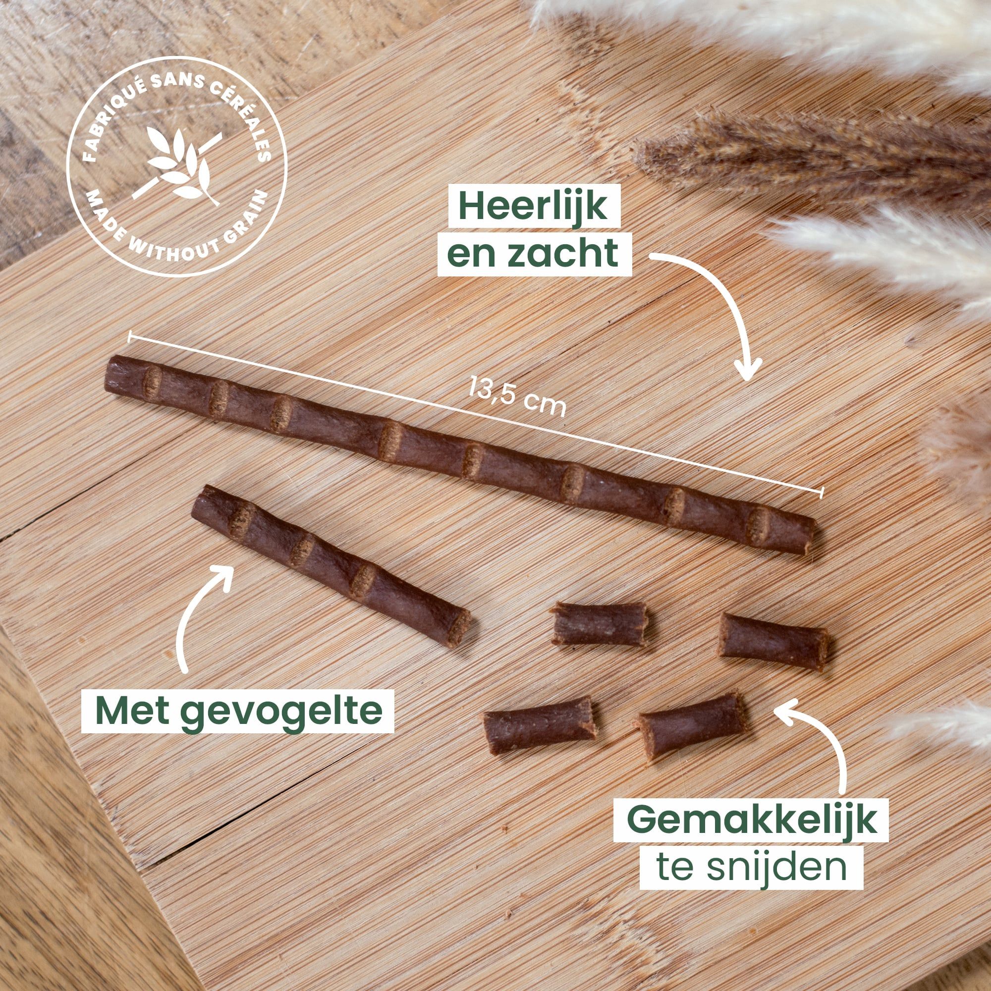 Sticks van 13,5 cm, zacht en heerlijk, gemakkelijk te snijden