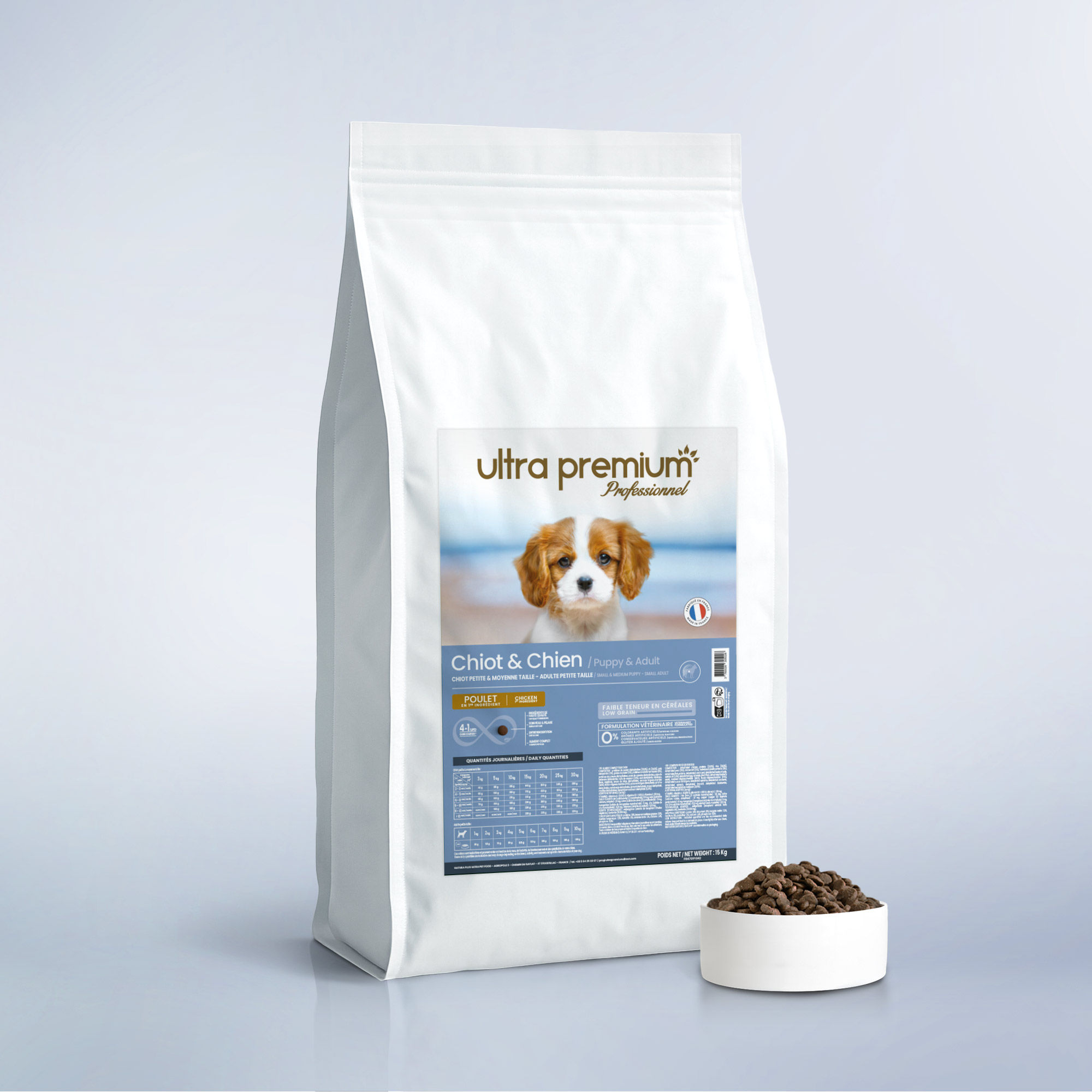 Croquettes super premium pour chiots de petite et moyenne taille - 15 kg