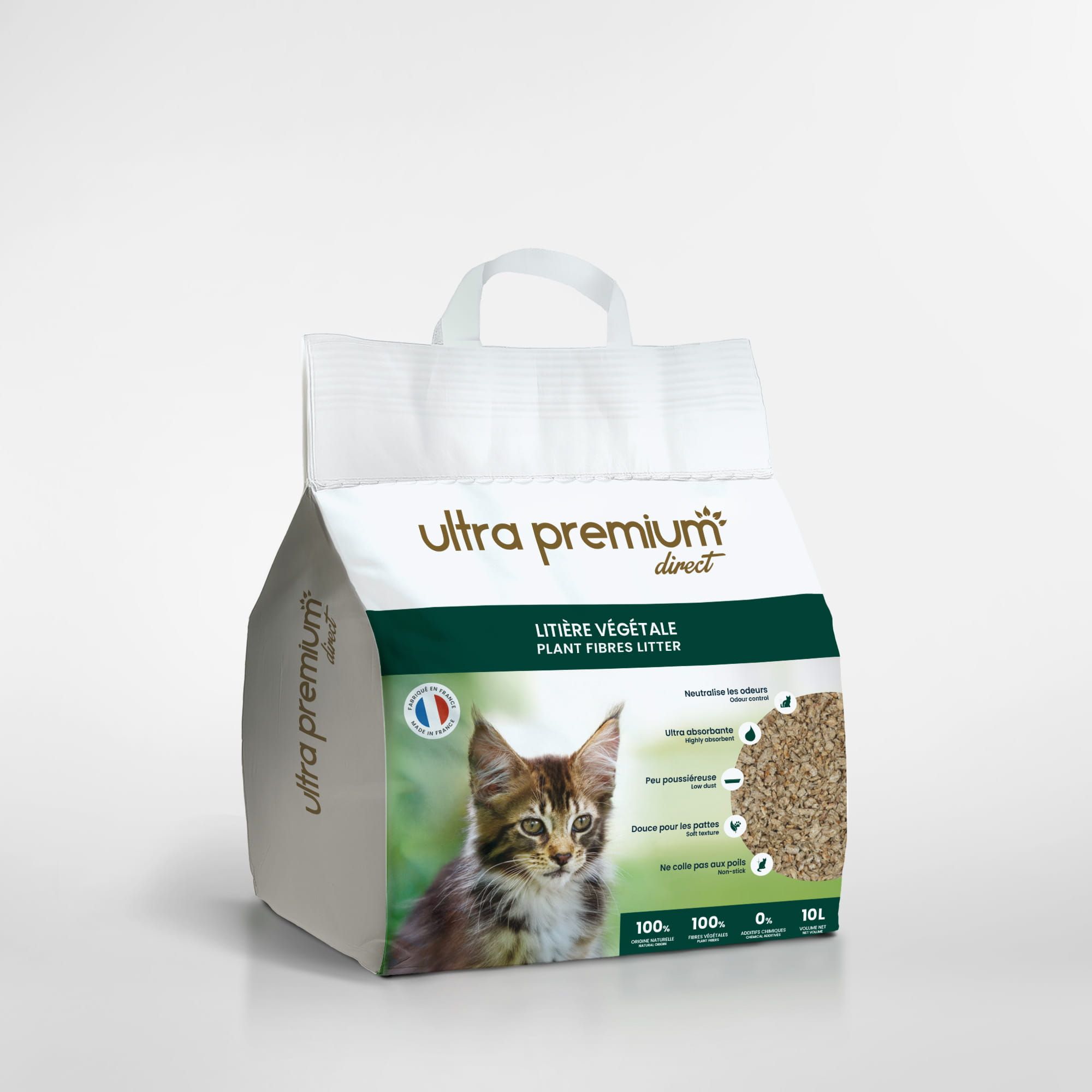 Litière végétale pour chat - 1 sac de 10L