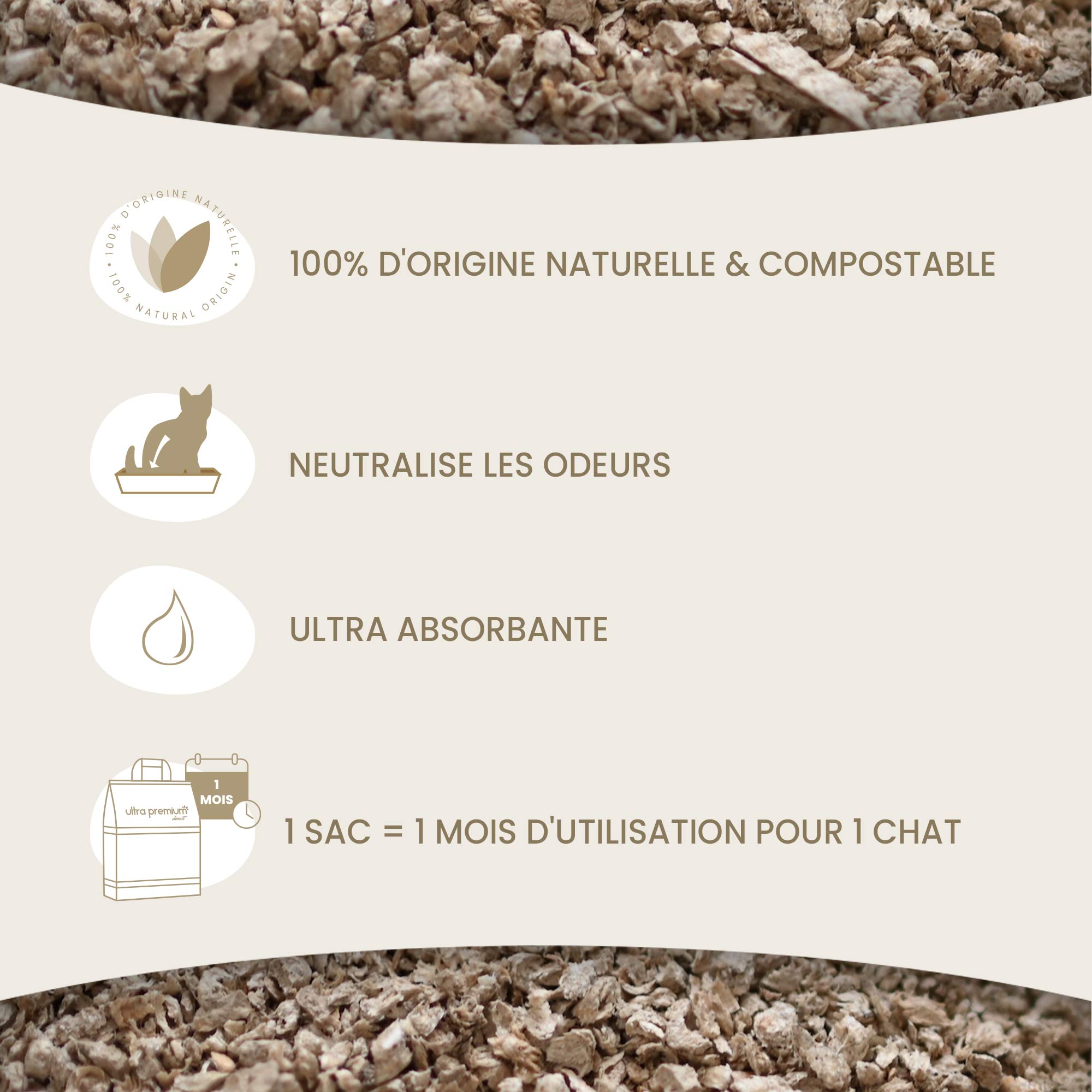 Litière végétale pour chat - 1 sac de 10L
