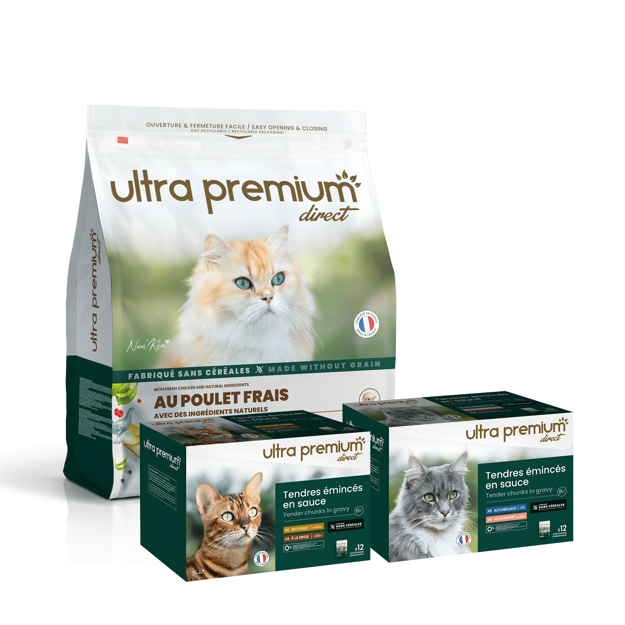Pack bi-nutrition : 7 kg croquettes au poulet frais - pour chat stérilisé + 96 sachets fraîcheur