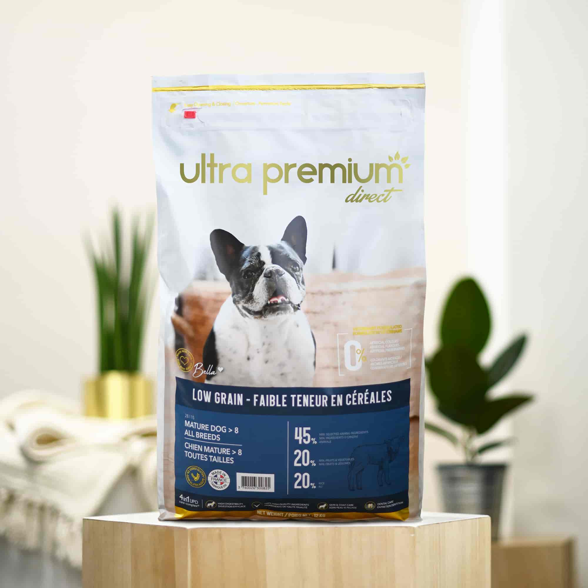 Sac de 12 kg de croquettes sans céréales pour chien mature de toutes tailles