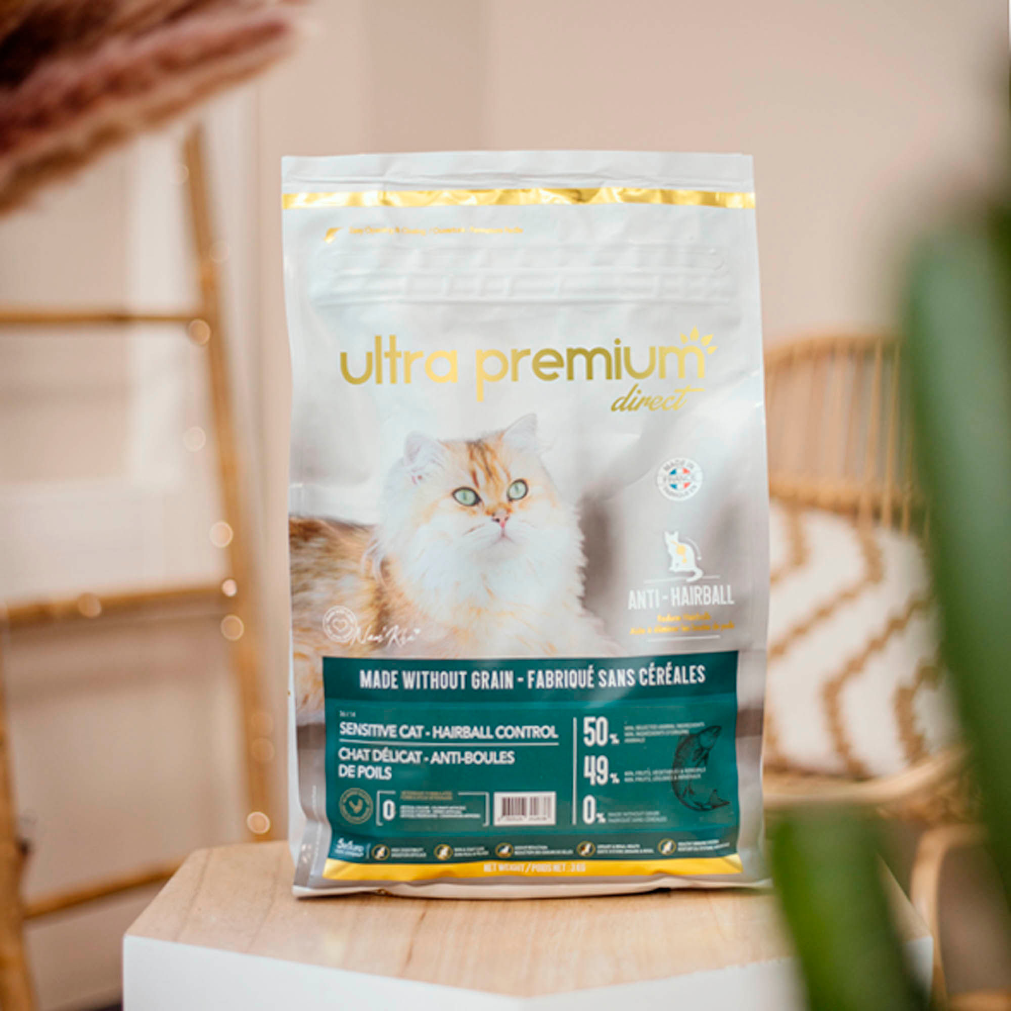 Sac de 7 kg de croquettes sans céréales pour chat délicat et anti-boules de poils en intérieur