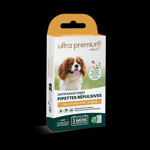 Pipettes répulsives Antiparasitaires pour chien de petite taille  (2 à 15 kg)