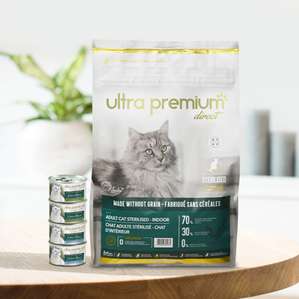 Pack bi-nutrition : 3 kg croquettes chat stérilisé + 12 boîtes de mousse