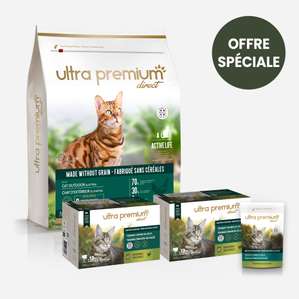 Pack bi-nutrition : 7 kg croquettes chat adulte activité normale et chaton + 96 sachets fraîcheur