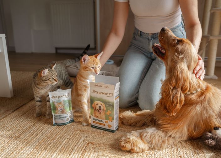golden et chats mangeant ultra premium direct