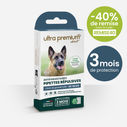 Pipettes répulsives antiparasitaires pour chien de grande taille (30 à 60 kg), sur fond blanc