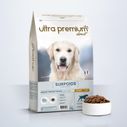 Brokken voor gesteriliseerd / overgewicht volwassen hond van alle groottes in een zak van 12 kg op een witte achtergrond