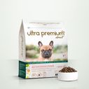 Natuurlijke verse zalmkroketten voor kleine volwassen honden in zakken van 7 kg op witte basis