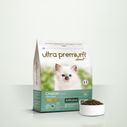 Graanvrije Brokken voor kittens in een zak van 3 kg op een lichtgroene achtergrond