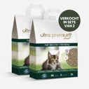 2 zakken van 10 liter plantaardige kat, op een witte achtergrond