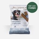 Zak met 16 kauwstaafjes voor honden vanaf 25kg, op witte achtergrond