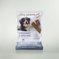 Sachet de 16 bâtonnets à mâcher pour chien de +25kg, sur fond blanc