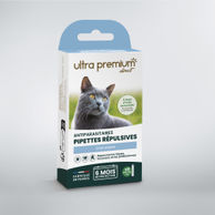 Pipettes répulsives antiparasitaires pour chat, sur fond blanc