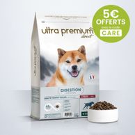 Croquettes Care pour chien Digestion de toutes tailles dut fond bleu 