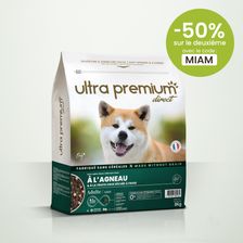 Croquettes Protein Boost sans céréales pour chien digestion sensible en sac de 12 kg sur fond blanc