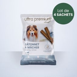 Sachet de 28 bâtonnets à mâcher pour chien de 2 à 25kg, sur fond blanc