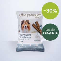 Zak met 28 kauwstaafjes voor honden van 2 tot 25 kg, op witte achtergrond