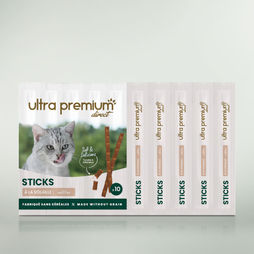 Sachet de friandise sticks à la volaille sur fond vert