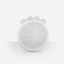 Couvercle pour boîte de pâtée sur fond blanc