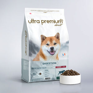 Croquettes Care pour chien Digestion de toutes tailles dut fond bleu 
