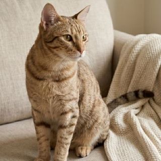 ocicat assis sur un canapé