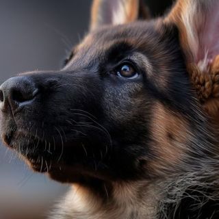 berger allemand regardant vers le haut