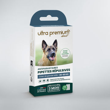 Pipettes répulsives antiparasitaires pour chien de grande taille (30 à 60 kg)