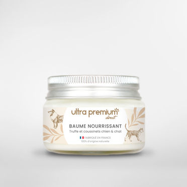 Pot de 50ml de Baume nourrissant pour truffe et coussinets sur fond blanc