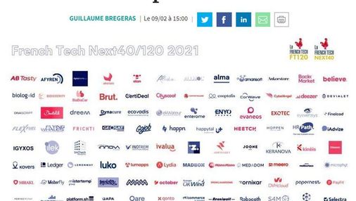 Article Les Echos Entrepreneurs intitulé : "Next 40, French Tech 120 ; les champions 2021"